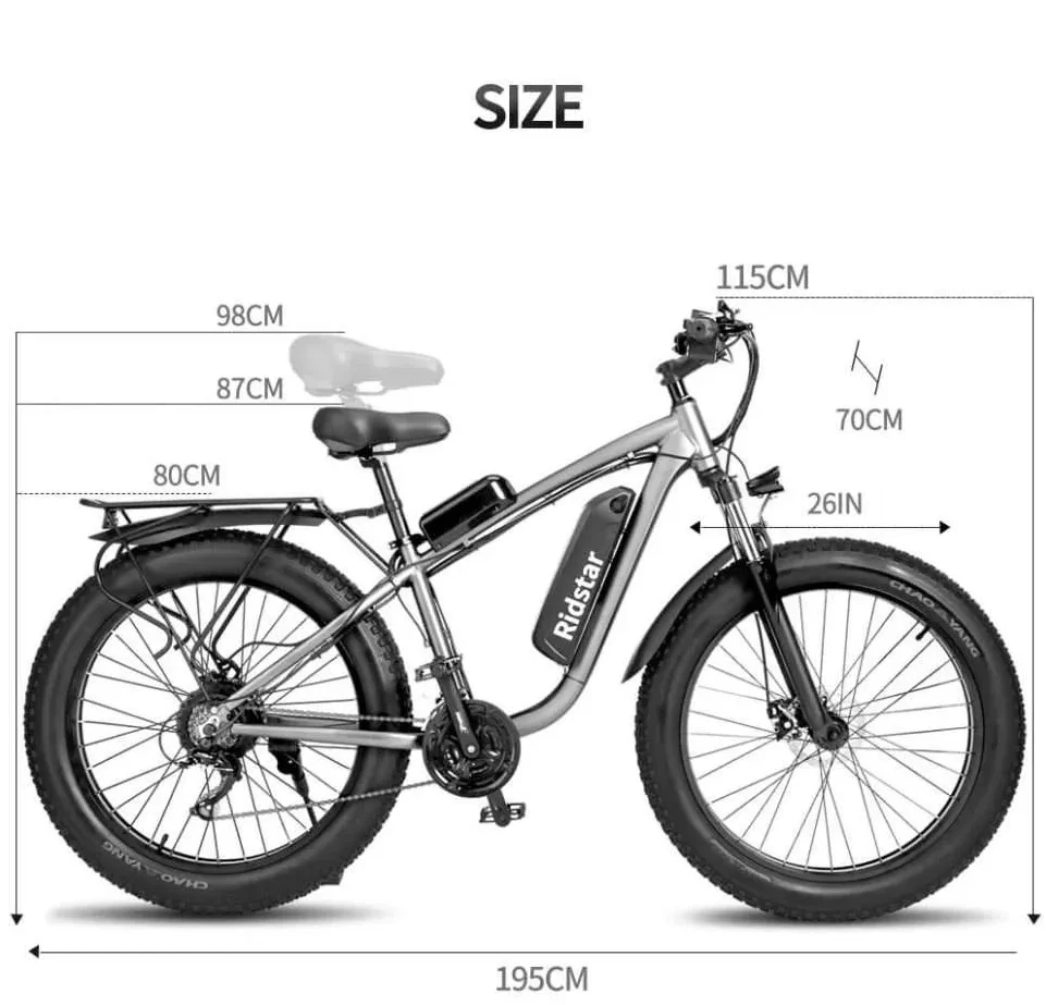 Ridstar E Bike E26 1000W 48V 20AH Battery - Image 10
