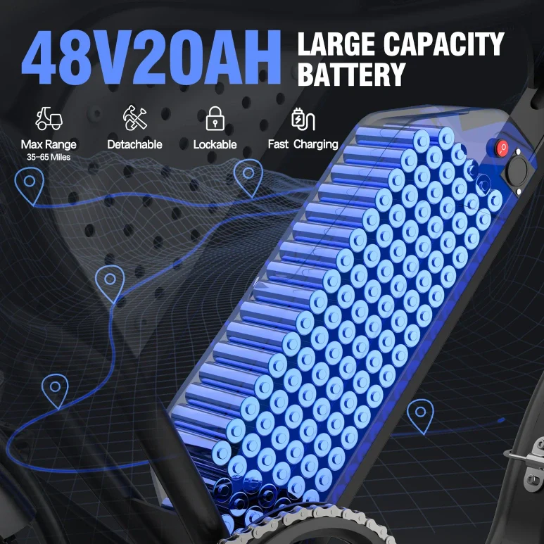 Ridstar E Bike E26 1000W 48V 20AH Battery - Image 6