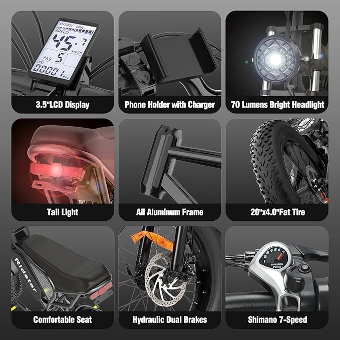 Ridstar Q20 1500W 48V 20AH Fat Tire Ebike - Image 10