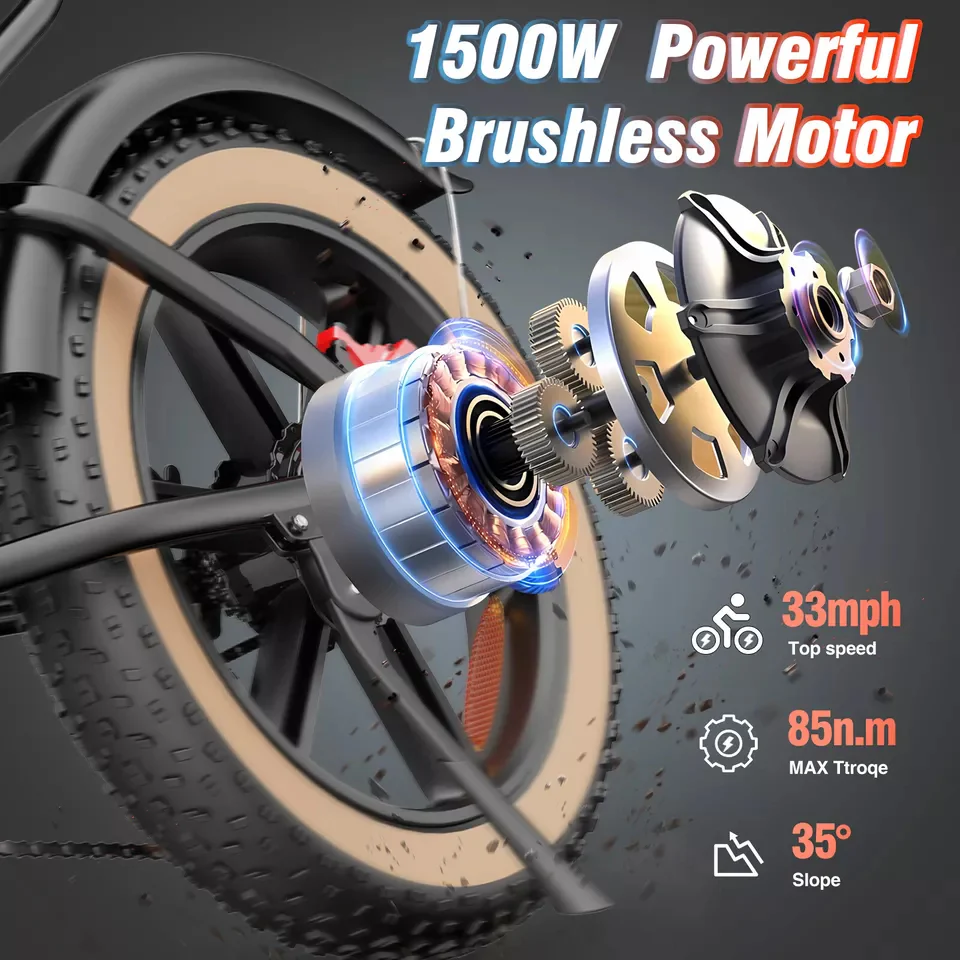 Ridstar Q20Luxe 1500W Fat Tire Electric Bike for Adults - Image 3