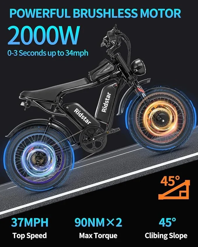 Ridstar Q20Pro 2000W Fat Tire Electric Bicycle - Image 3