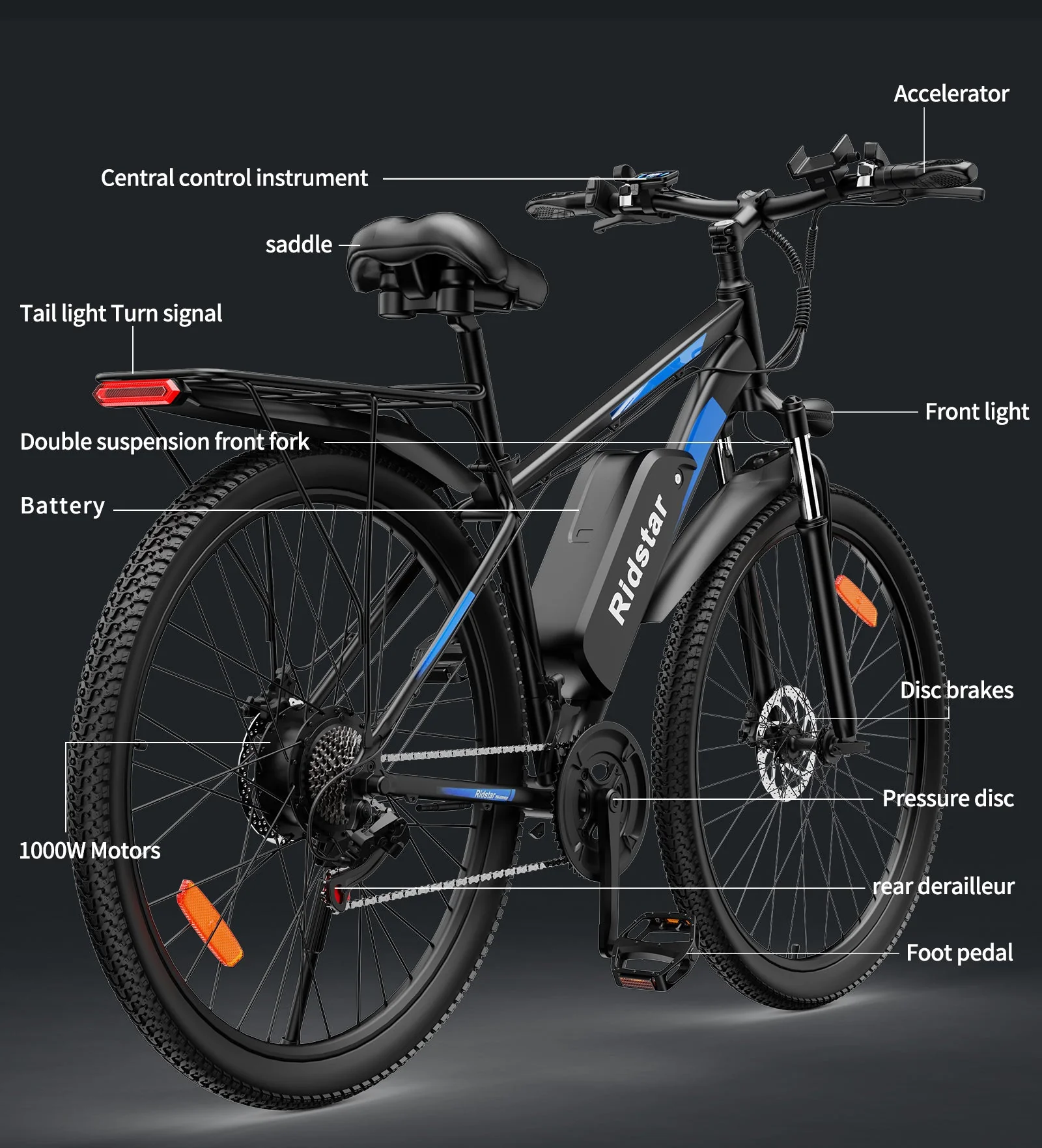 Ridstar S29Pro 1000W Motor 48V 21Ah 29'' Electric Bike - Image 17